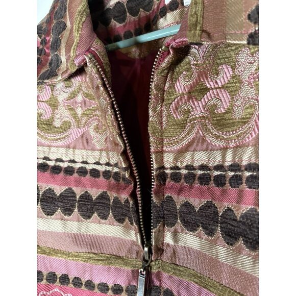 ERIN Tapestry Blazer Pink Gold Jacket Boho Cottagecore Lagenlook Size 1X XL - Picture 7 of 9